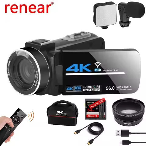 56MP Digital Cameras IR Night Vision Cameras 4K WIFI Webcam 18X Digital Zoom for Youtube Professiona