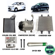 ACK JIMAT SET PERODUA VIVA / ELITE FULL SET AIRCOND PARTS COMPRESSOR CONDENSER COOLING COIL DRYER VA