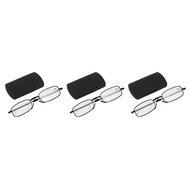 P.K.YO-3 Pairs of Compact Folding Reading Glasses with Flip Top Carrying Case for Men and Women Rota