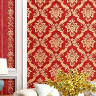 Living Room Background Wallpaper Wallpaper 3D Damascus Brush Non-Self-Adhesive Waterproof Three-Dime