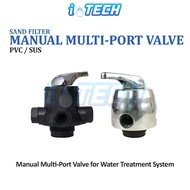 Manual Backwash Multi Port Control Valve for Outdoor Sand Water Filter System PVC Black / Stainless Steel