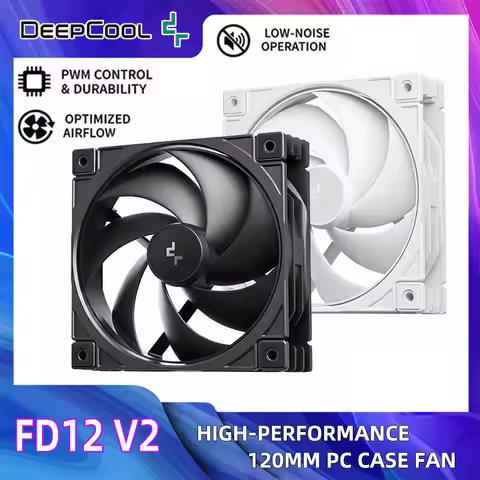 DeepCool FD12 V2 120mm PWM Silent Case Fan, High Performance Static Pressure Fan for CPU Cooler & Ra