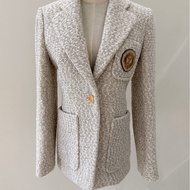 LV 米色學院風粗毛呢西裝外套 36碼 王心凌同款