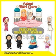 CUSTOM NAMA TOPPER CAKE HIASAN KUE SELAMAT HARI GURU KARAKTER GURU