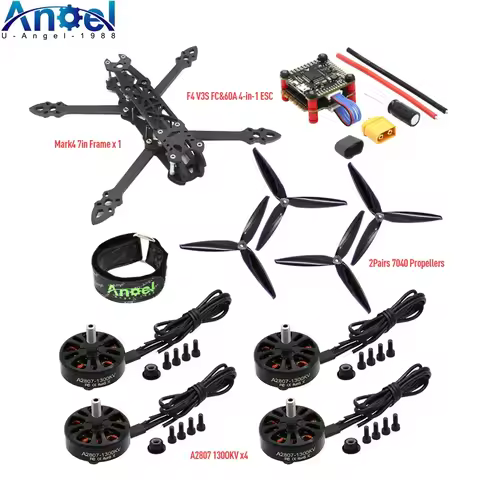 Mark4 Mark 4 7inch 295mm FPV Frame & F4 V3S PLUS Stack BLS 60A ESC & A2807 1300KV Brushless Motor & 