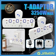 [SIRIM] T-Adaptor Soket Plug 3 Pin Wayar Extension Adapter Plug Socket Socket Plug 插头 Extension Plug