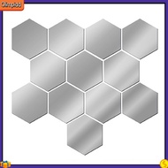 (olimpidd) 12Pcs/Set Hexagonal Acrylic Mirror Wall Decals DIY Home Wall Art Stickers
