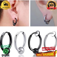 Men's magnetic clip-on earrings without piercing black silver roundRing men's clip-on earrings men's