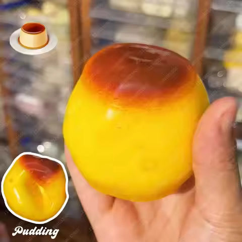 Pudding Stress Ball Squishy Food-shaped Pudding Squeeze Ball Fidget Toys ASMR Sensory Stress Relief 