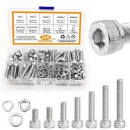 216 PCS Nuts and Bolts Assortment Kit M5 Stainless Steel Screws (7 Sizes 6-25mm)Hex Socket Head Cap 