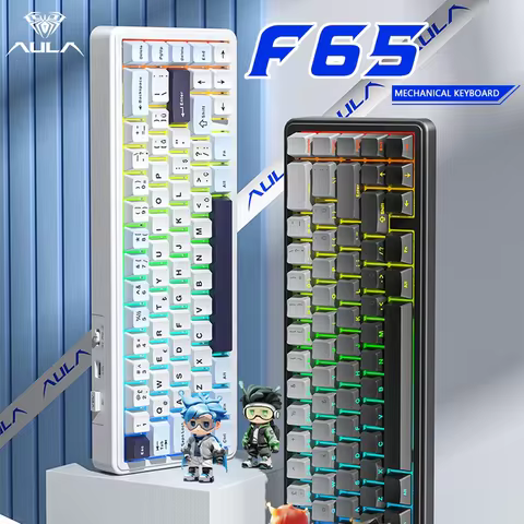 AULA F65 Wireless Mechanical Keyboard RGB Hot-Swap E-sports Gaming Keyboard 65% Layout Office Typing