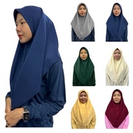 Tudung Sekolah Dua Lapis Kain Koshibo/Licin Biru Gelap Hijau Gelap Kelabu Maroon Coco Beige