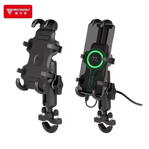Motorcycle Phone Holder USB Charging Cradle 3.0 Quick Charger GPS Moto Handlebar Rearview Mirror Mou
