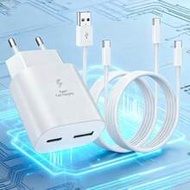 25W Dual USB-C Fast Charger, Includes 60W USB/USB-C To Type-C Fast Charging Cable, 100cm/3.3ft Data 