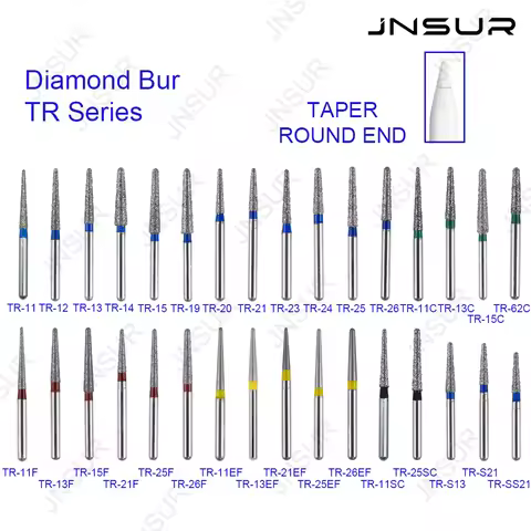 TR Series Dental Diamond Burs Taper Round End Dental Drills Dental Clinic Supply 5pcs/pack Technican