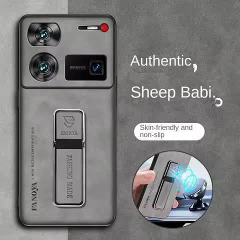 For Nubia Z60 Ultra Case Soft Vegan leather holder stand Protective Back Cover Case For nubia Z60 Z5