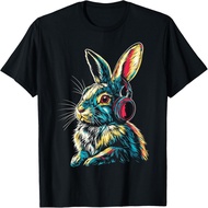Bunny Animal Motif Music Headphone Artwork Bunny T-Shirt