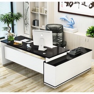 Boss Director Table 2.4m 8 Feet White Black With Boss Chair Set CEO Desk Meeting Computer Office Mej