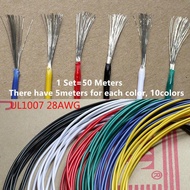 【✆New✆】 fka5 1 Set 50meters 28awg Flexible Wire Pvc Cable 28 Tinned Copper Wire 10 Colors Insulated Led Cable For Diy Connect