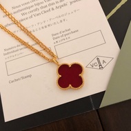 100% original Van Cleef&Arpe classic 25mm large clover lucky long necklace sweater chain red chain l