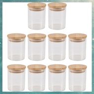 10Pcs Bamboo Wood Lid Glass Jar Airtight Canister Kitchen Storage Bottles Jars Food Container Tea Co