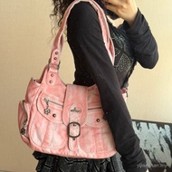 Three Crooked Angel Kiss vintage Asian Culture Motorcycle Bag Crossbody Large Capacity Soft Leather 