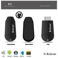 4K HD Mirascreen 🔥 K6 Wireless Display Dongle Mirror Screen Android Wifi Project TV Stick Miracast A