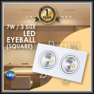 [1 Years Warranty] 7W LED Recessed Eyeball Spotlight Square LED Downlight Spotlight Ceiling Light 2700K Complete Set