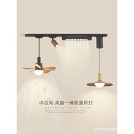 Fan Light Restaurant Pendant Light Movable Track Light Electric Fan Spotlight Vintage Retro Dining T