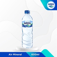 Air minum mineral aqua kemasan botol sedang 600ml 1dus karton isi 24bh