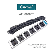 Cheval Arion PDU Bar HD APU0620FT 20A-220V มีสวิตส์ป้องกันไฟเกิน (ตัด 2 ขั้ว +-) พร้อมสายไฟ 3 เมตร
