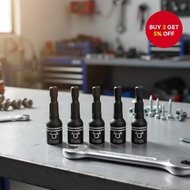 5-Unit Hex Magnetic Socket Wrench Set with 8mm and 42mm Adapters for Universal Screwdriver Applicati