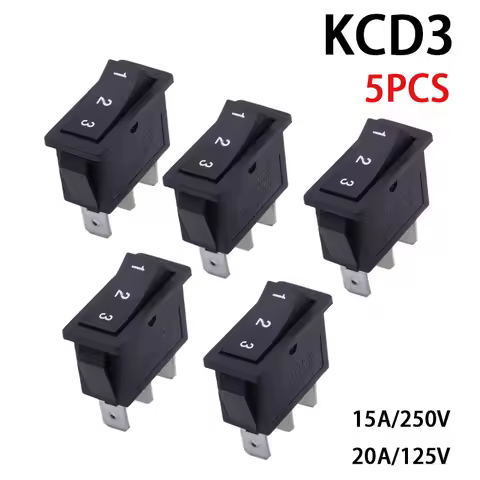5PCS Ship Switch KCD3 Ship Rocker Power Button Single-pole Double-throw Three-gear Three-pin 16A/250
