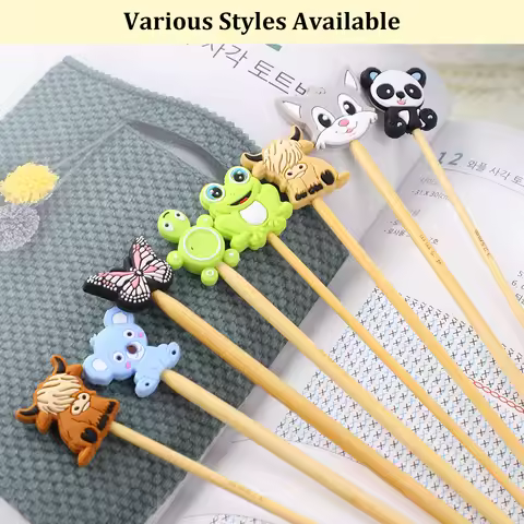 4/6/8pcs Knitting Needle Point Protectors Point Needle Stoppers Animal Shaped Stitches Stoppers Need