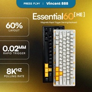 PressPlay ESSENTIAL 60 HE Wired Rapid Trigger Hall Effect VIA Layout 60% RGB Knob Hotswap Gasket Mec