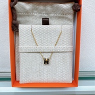 全新未使用 Hermes mini pop h necklace 黑色襯金 項鍊