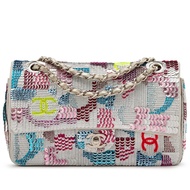 Chanel Multicolor CC Embroidered Sequin and Metallic Silver Quilted Iridescent Goatskin Pop Art Medi