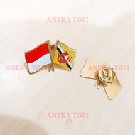 Cross Flag Pin Brunei Indonesia Pin Flag Friendship Indonesia Brunei Pin Flag - Various Hats