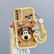 For OPPO Reno 5 和 OPPO Reno 5 5G Casing Luxury Silicone Shockproof Hand Rope / Case 3D Stereo Doll Cartoon Colorful Edge Soft Phone Case Dog