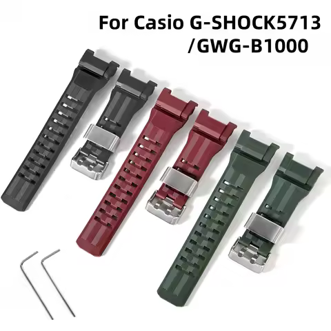 For Casio G-SHOCK5713/GWG-B1000 Notch specific silicone watchband Steel ring resin strap Watch acces