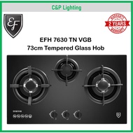 EF 73cm Tempered Glass 3 Burner Cook Hob Gas Stove EFH 7630 TN VGB