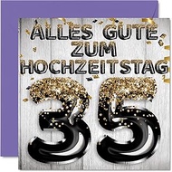 Stuff4 35th Wedding Anniversary Card Love - Black Gold Glitter Balloons - 35th Anniversary Card Wedd