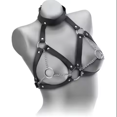 Women's Sensual Leather Body Harness - BDSM Restraint Straps, Gothic Fetish Lingerie Adult Accessory