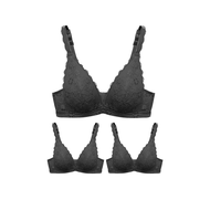 Jollynn Joy Cotton Lace Bra บราลูกไม้ไร้โครง เต้าสามเหลี่ยม ดีไซน์ทรง V โชว์ร่องอก ตะขอหลัง ฟองบาง ร