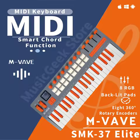 M-VAVE SMK-37 Elite Wireless MIDI Keyboard Controller 37Key Built-in Synthesizer Live Performance
