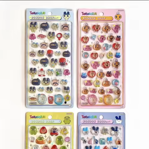 Kawaii Tamagotchi Stickers 3D Relief Cartoon Peripheral Phone Case Camera Transparent Sticker Hand A