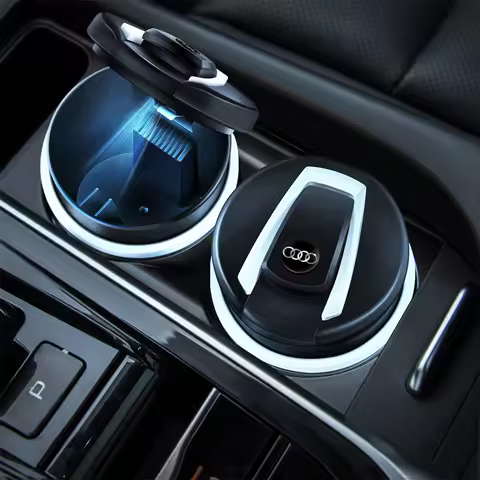 Car Portable Blue Light Prevent Combustion Cigar Ashtray Storage Cup For Audi Sline A3 A6 C7 A4 B8 8