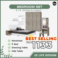 [EE LIFE DESIGN] SET BILIK TIDUR 5' X 6.5' / BEDROOM SET 5' X 6.5 ' / WARDROBE 2 DOOR & 3 DOOR