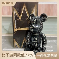 bearbrick 400%Violent Bear Basquiat Black Crown Acrylic Box Decoration Trendy Toy Doll