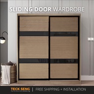 (FREE Shipping & FREE Installation) TECK SENG 8 Feet Sliding Doors Wardrobe / Anti-Jump / 2 Sliding 